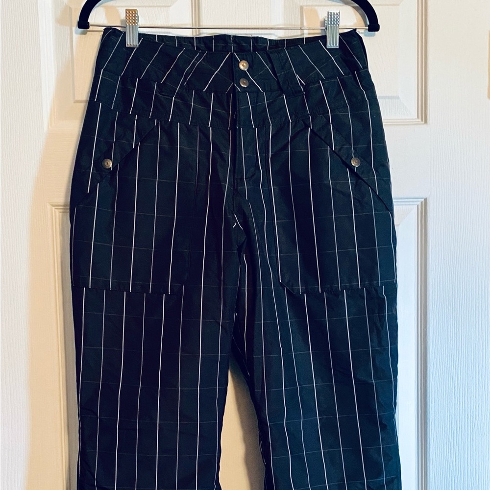 Columbia Black Plaid Stripe Omni Tech Insulated Snow Ski Snowboard Pants